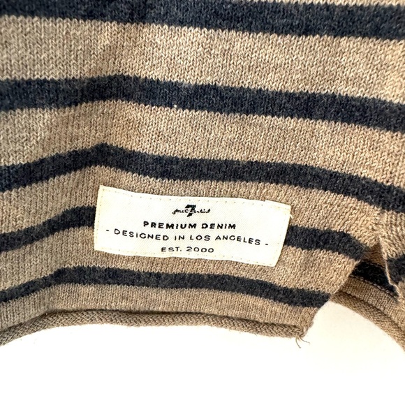 7 For All Mankind - men’s striped cotton blend sweater w rolled hem details - L - Picture 5 of 11